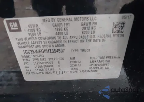 2017 Chevrolet Silverado 2500Hd Ltz from USA, damaged, VIN 1GC2KWEG0HZ354507